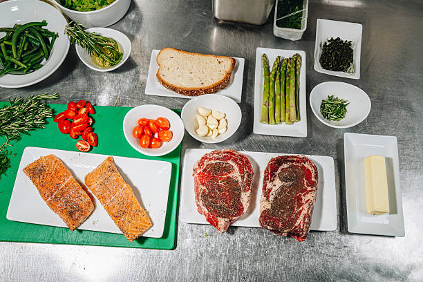 Weeknight dinner ingredients prepped for quick cooking